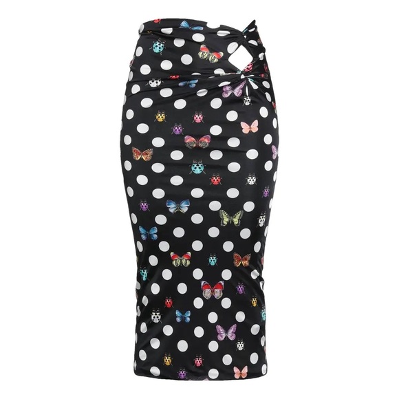 Versace Dresses & Skirts - Versace x Dua Lipa Polka Dot Butterfly Knotted Midi Skirt IT38 XS NWT